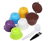 Cápsulas Filtros De Café, 6 Piezas Cápsulas De Café Recargables Capsulas Reutilizables Para Cafetera, Capsulas Reutilizables dolce gusto Con1 Cuchara De Plástico Y 1 Cepillo