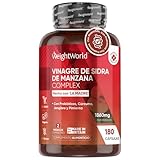 Vinagre de Sidra de Manzana con la Madre 1860mg de Potencia 180 Cápsulas Veganas - Con Probióticos, Cúrcuma, Jengibre y Pimienta de Cayena, Suplemento Dietético Natural Para 2 Meses