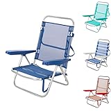 Creaciones Llopis Silla de Playa Baja Plegable Reclinable y Convertible en Tumbona 4 Colores Disponibles (Blue)