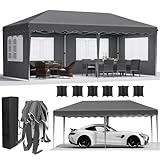 Carpa Plegable 3x6, Carpas para Exteriores 420D Oxford, Impermeable Pergolas de Jardin con 4 Paneles Laterales, Protección UV 50+, con Bolsa de Transporte, Cenadores para Camping Fiestas Bodas, Gris