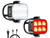 Glangeh Luz Bicicleta Recargable USB, Luces Bicicleta Delantera y Trasera de 1.5H Carga Rápida, 4+6 Modos y IP65 Resistente con Luz Trasera Bicicleta para Ciclismo de Carretera y Montaña de la Noche