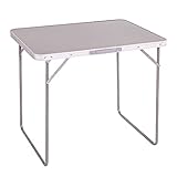 LOLAhome Mesa de Camping Plegable de Acero con encimera Efecto Madera Gris de 80x60x70 cm