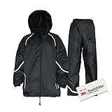 Salzmann 3M Traje de Lluvia Reflectante - Resistente al Agua y a Prueba de Viento - Conjunto de Chaqueta y pantalón de Lluvia - Equipado con 3M Scotchlite