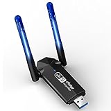 WiFi USB, AC1300Mbps Antena WiFi USB 3.0 Dual Band 5GHz/2.4GHz Adaptador WiFi USB para PC/Desktop/Laptop/Tablet USB WiFi con 5dBi Soporta Windows 11/10/8/7/Vista/XP Mac OS X