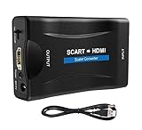 Scart a Hdmi Convertidor Scart to Hdmi Adaptor Convierte La Entrada De Euroconector Analógica En Salida Hdmi 720p / 1080p De Audio De Vídeo para HDTV,DVD BLU-Ray,VCR,VHS,PS,Xbox