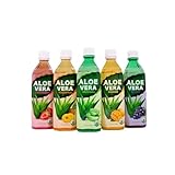 Lotte Aloe Vera Bebida,Refresco natural de Aloe Vera,20 x 500ml Sabor Original, Mango, Uva, Fresa,Piña (Original)