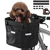 Goldimky Canasta de Bicicleta, Cesta de Bicicleta Plegable, Canasta de Manillar de Bicicleta Multiusos Extraíble para Llevar Mascotas, Bolsas de Compras, Acampar al Aire Libre (Negro)