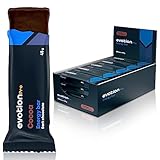 EVOTION PRO - Barritas energeticas (20 x 45g), Energía Rápida, Ideal para Ciclismo y Running, 4g de proteína por Energy Bar - Fibra, Proteínas y Carbohidratos Naturales - Sabor Cacao