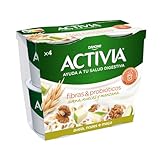 ACTIVIA - Yogur con una combinación de Probióticos y Cereales - Avena, nueces y manzana - 4x115 g