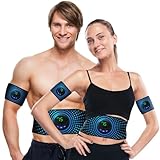 ALMIMASA EMS Abdominales Electroestimulacion, Cinturón Muscular Abdominal con 2 Bandas de Electrostimulación para Brazos y Piernas, Tonificación y Fortalecimiento Muscular, para Hombres y Mujeres.