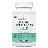 Bandini® Fucus Kelp (Yodo Natural) - 365 Comprimidos 225 mcg Yodo (Cobertura 1 Año) - Estandarizado al 0,1% de Yodo - Metabolismo Energético, Uñas y Cabello - Alga marrón 100% Vegana