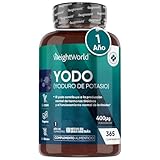 Yodo Suplemento 400 mcg - 365 Comprimidos de Yoduro de Potasio - Contribuye a las Tiroides, Sistema Nervioso y Piel por 1 Año Completo - Alta Biodisponibilidad, Vegano, Sin Gluten y Sin OGM