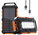 Cargador Solar 26800mAh, 15W USB C Power Bank Solar con 3 Salidas 2 Entrada, Bateria Solar Portatil Impermeable Al Aire Libre para Teléfonos Inteligentes, Tabletas