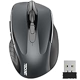 TECKNET Ratón Inalámbrico, 5 Niveles 2600 dpi, 2.4G Ratón Inalámbrico USB Ergonómico, 6 Botones, 24 Meses Duración de Batería, Mouse Inalámbrico Óptico para Computadora, PC, Mac, Portátil