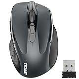 TECKNET Ratón Inalámbrico, 5 Niveles 2600 dpi, 2.4G Ratón Inalámbrico USB Ergonómico, 6 Botones, 24 Meses Duración de Batería, Mouse Inalámbrico Óptico para Computadora, PC, Mac, Portátil