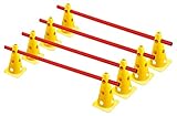 RHINOS sports Juego de 4 cerrojos | 8 conos amarillos: 22,5 cm | 4 barras rojas: 1 m