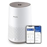 Philips Serie 600 Purificador de aire silencioso y de bajo consumo, Para alérgicos El filtro HEPA elimina el 99,97% de los contaminantes, Cubre hasta 44m2. Controlado por app, Blanco (AC0650/10)