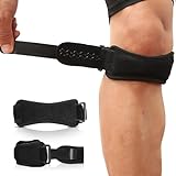 AGPTEK 2 Pack Rodillera Ajustable, Correa Rotuliana para el Alivio de la Tendinitis, la estabilización de la Articulación en Tenis, Correr, Saltar, Béisbol, Escalada ect, Negro