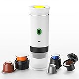 Cafetera espresso eléctrica portátil, 3 en 1, compatible con cápsulas originales Nespresso, otras cápsulas y café molido, cafetera de viaje autocalentable