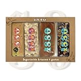 1880 - Degustación Turrones Artesana 4 gustos, Turrón de jijona, de Alicante, de Yema, de Chocolate, 4 x 75g, Pack de 300g