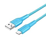 SHULIANCABLE Cable USB C, Cargador Tipo C Nylon Carga Rápida y Sincronización de Datos Cable USB C para Samsung Galaxy,Xiaomi,Huawei (1M, Blue)