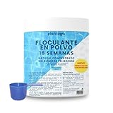 PLANTAWA Floculante Piscina en Polvo 16 Semanas. Eliminador Turbidez para Piscinas Pequeñas e Hidromasajes. Clarificante para Aguas Transparentes. Producto Natural Vegano Seguro para Toda la Familia.