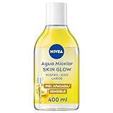 NIVEA Agua Micelar Skin Glow (400 ml), gel limpiador facial con 5% Sérum y Amino Acid Complex, tónico facial para rostro, ojos y labios, aceite desmaquillante facial con Vitamina C y E