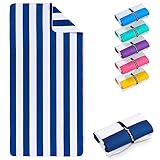 Fit-Flip Toallas de Playa XXL - Toalla Microfibra Grande, Ligera y de Secado rápido – toallaplaya 100% reciclada – a Rayas Azul Marino - Blanco – 200 cm x 90 cm