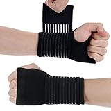 ACWOO Muñequera Tendinitis Muñeca, 2pcs Ajustable Muñequeras Tunel Carpiano, Ferula Elástica Transpirable, Deportiva para Dolor Articulaciones, Esquinces, Distensiones (Negro)