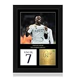 Win FC Vinicius Junior - Foto enmarcada A4 firmada - Firma digital reproducida - Regalo para el Real Madrid