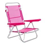 LOLAhome Silla de Playa Baja reclinable 4 Posiciones Convertible en Tumbona Rosa de Aluminio y textileno de 61x47x80 cm