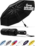 Repel Umbrella Paraguas Plegable Antiviento Pequeño – Mini Paraguas Automático Resistente al Viento y la Lluvia, Perfecto para el Coche, Golf y Viaje (Negro)