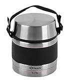 family Termo para Comidas de Acero Inoxidable, Recipiente Aislado para Sólidos y Líquidos con Recipiente Interiores para Sopas, Salsas o Ensaladas (Negro, 0.75L)