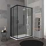 Kiamami Valentina Cabina de Ducha 80x100 h 190 Perfil Negro Mate Cristal Transparente | City