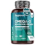 Omega 3 2000mg de Concentración 240 Perlas de Aceite de Pescado (660mg EPA + 440mg DHA) - Ácidos Grasos Omega 3 de Alta Potencia para Salud Cerebral, del Corazón y de la Presión Sanguínea para 4 Meses
