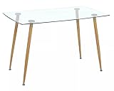 S & S Saldos y Stocks Mesa Cristal Templado Estilo Nordico 120cm. Comedor o Cocina Cambria