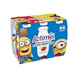 Actimel Kids Yogur bebible fresa platano- con probioticos, fermentos y vitaminas - Pack 6x100g