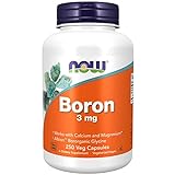 Now Foods, Boro (Boro), 3mg, 250 Cápsulas veganas, Probado en Laboratorio, Sin Gluten, Sin Soja, No GMO, Vegetariano