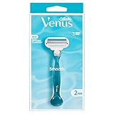 Gillette Venus Smooth, para mujer, 1 manga, 2 recambios de cuchillas, 3 hojas que se ajustan a las curvas