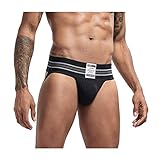 Calzoncillos para Hombre Sexy Suspensorio Atlético Tangas Gimnasio Atlético Ropa Interior Suspensorio Cinturón Ancho Sexy Slips 7 Colores (L, Negro)