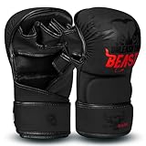 BEAST RAGE Guantes de MMA para hombres y mujeres, soporte de muñeca ajustable, palma abierta, guantes de artes marciales, lucha para Muay Thai, lucha en jaula, combate, Taekwondo, Kickboxing, entrenam