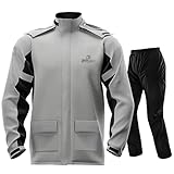 IRON JIA'S Traje de lluvia Moto Impermeable Hombre, Chaqueta Impermeable Moto Hombre,Confeccionado en tejido GRS, resistente al viento, al agua, a la lluvia y ligero Gris-L