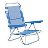 LOLAhome Silla de Playa Baja reclinable 4 Posiciones Convertible en Tumbona Azul de Aluminio y textileno de 61x47x80 cm