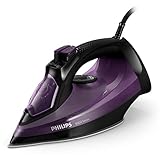 Philips Serie 5000 Plancha de Vapor, 2400W de Potencia, 45g/min, Golpe de Vapor 180g, Vapor Vertical, Suela SteamGlide Plus, Negro/Púrpura (DST5030/80)