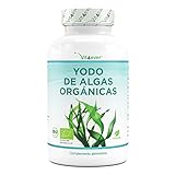 Kelp orgánico (yodo natural) - 365 comprimidos cada uno con 200µg de yodo procedente de algas pardas orgánicas - Sin aditivos no deseados - Altamente dosificado - Vegano