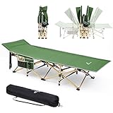 Sportneer Cama de Camping con Bolsa de Transporte para Adultos, Extra grande, Plegable, Cama Plegable, Cama de Campamento, Cama de Camping para Exterior, jardín, Interior, 204 kg, Verde