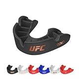 Protector bucal deportivo OPRO Bronze Level UFC para adultos y niños con estuche y dispositivo de ajuste, protector de goma para UFC, MMA, boxeo, BJJ y otros deportes de combate (negro, Adulto)