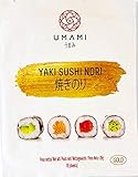 Umami Algas Nori calidad ORO 10 hojas (28gr) - Producida con algas de mares controlados, tostadas a baja temperatura, crujientes y aromáticas