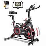 Toputure Bicicleta Estática Magnética con APP, Ciclo Indoor para Uso Doméstico con Volante 15 KG, Cómodo Cojín de Asiento Bicicleta de Fitness para Entrenamiento en casa Cardio Workout, Max 150KG