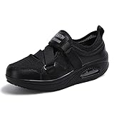 Zapatillas para Adelgazar Tamaño Zapatillas para Caminar Forma Plana Peso Zapatos de Aire Ligero Engrener elástico Deportes en Yoga Slip On No Cher Entrenadores en Malla Plana Verano,Nero,EU41